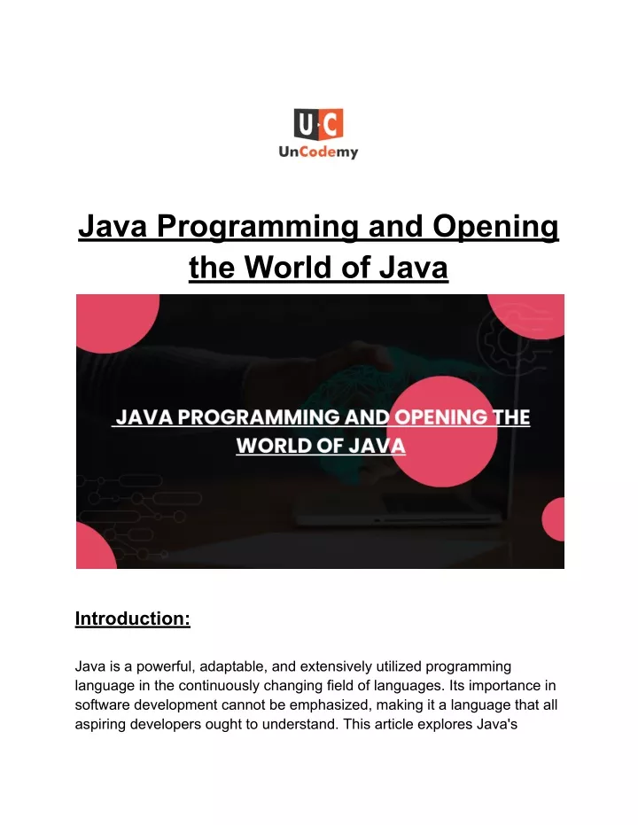 java programming and opening the world of java