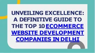 Top 10 Ecommerce Website Development companies in Delhi