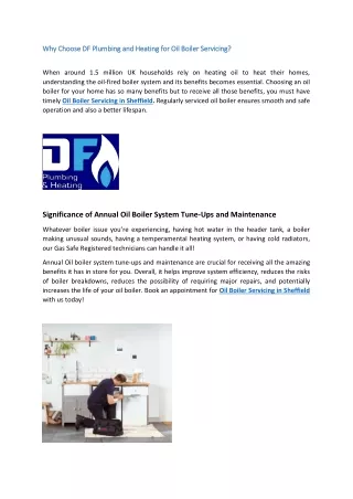Why Choose DF Plumbing and Heating for Oil Boiler Servicing?