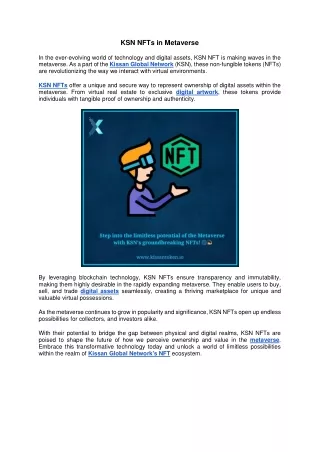 ksn nfts in metaverse