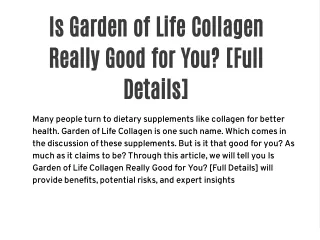 Is Garden of Life Collagen Really Good for You? [Full Details]