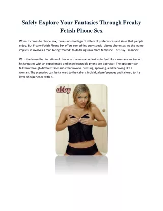 Freaky Fetish Phone Sex (11 dec)
