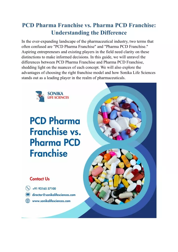 pcd pharma franchise vs pharma pcd franchise