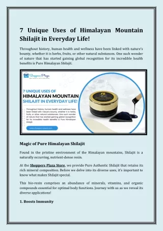 7 Unique Uses of Himalayan Mountain Shilajit in Everyday Life!