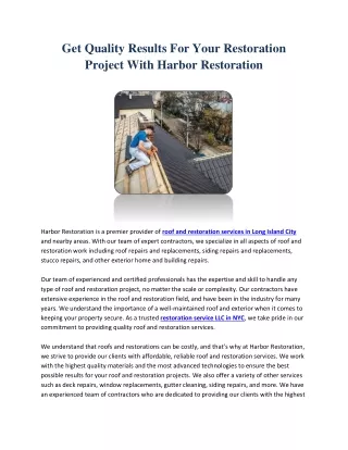 Harbor Restoration (12 Dec)