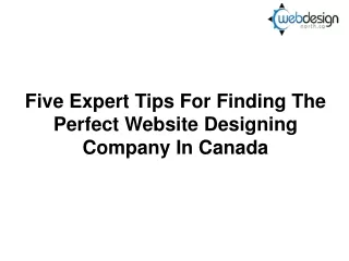 Five Expert Tips For Finding The Perfect Website Designing Company In Canada