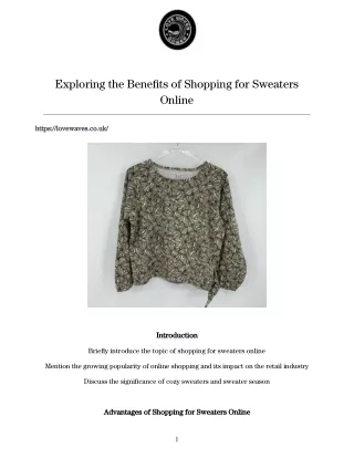 Exploring the Benefits of Shopping for Sweaters Online