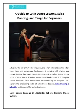 A Guide to Latin Dance Lessons, Salsa Dancing, and Tango for Beginners