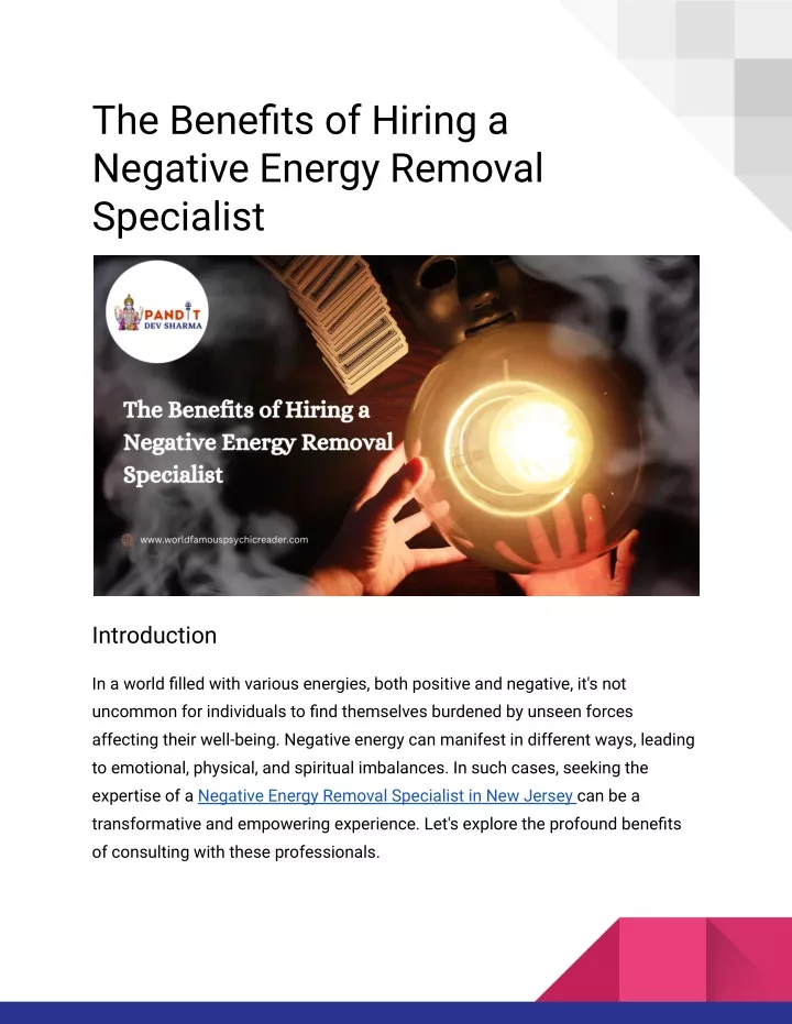 the benefits of hiring a negative energy removal