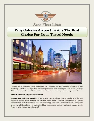 Why Oshawa Airport Taxi Is The Best Choice For Your Travel Needs