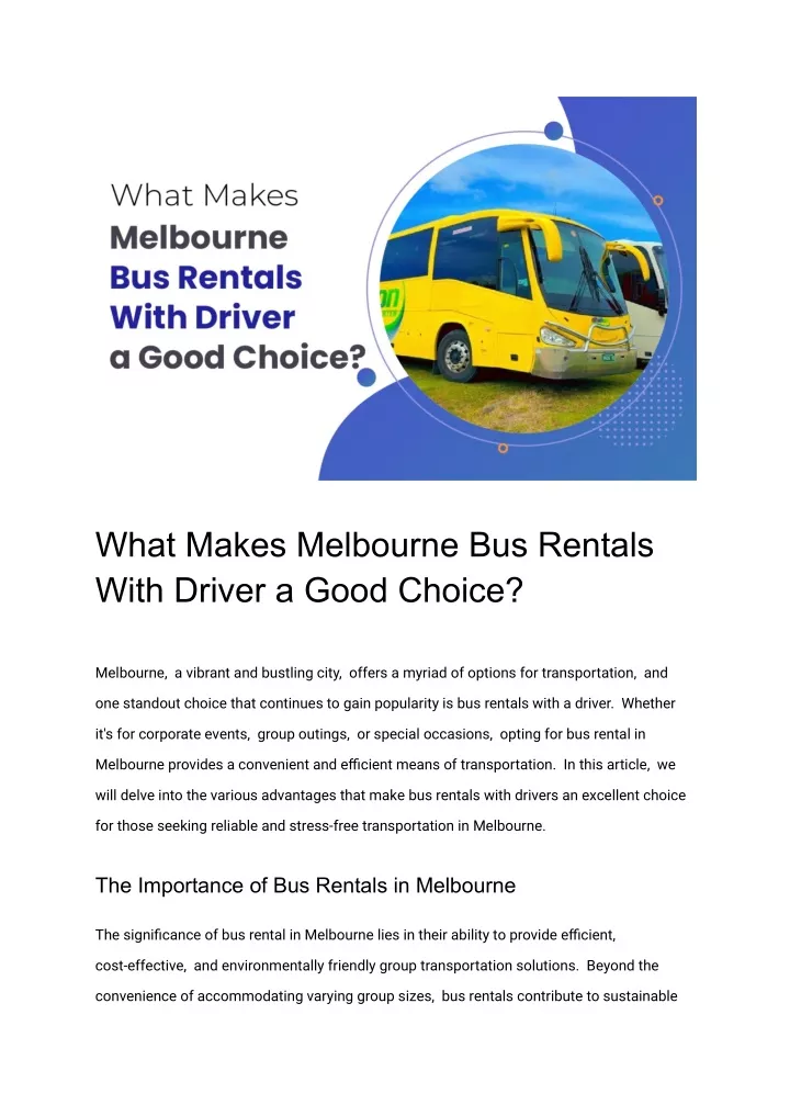 what makes melbourne bus rentals with driver