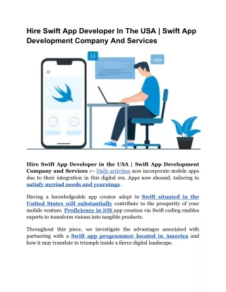 Hire Swift App Developer In The USA _ Swift App Development Company And Services