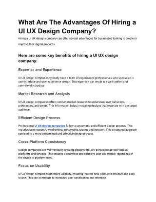 What Are The Advantages Of Hiring a UI UX Design Company?