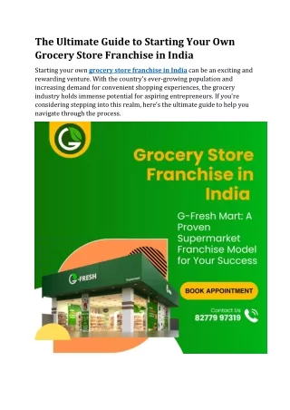 The Ultimate Guide to Starting Your Own Grocery Store Franchise in India