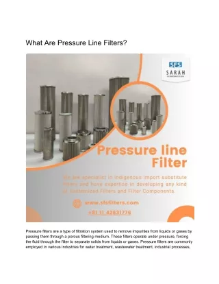 What Are Pressure Filters