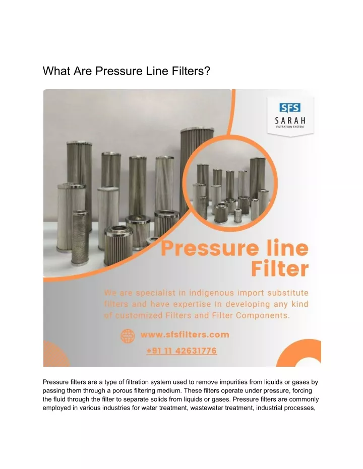 what are pressure line filters
