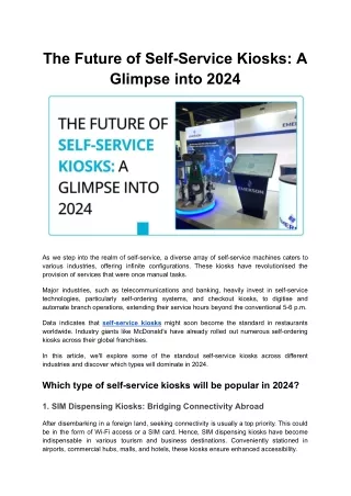 The Future of Self-Service Kiosks: A Glimpse into 2024