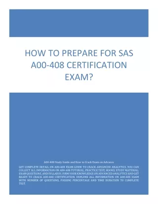 How to Prepare for SAS A00-408 Certification Exam?