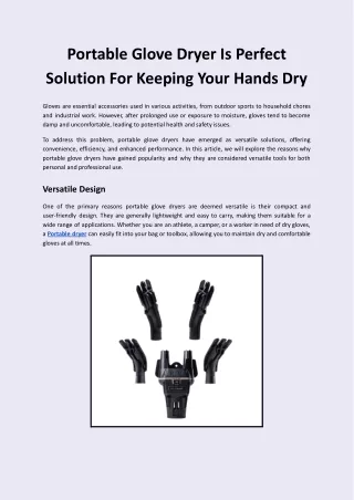 Portable Glove Dryer Is Perfect Solution For Keeping Your Hands Dry