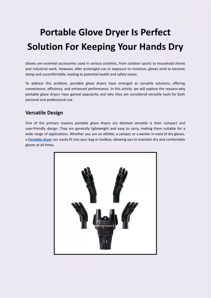 portable glove dryer is perfect solution