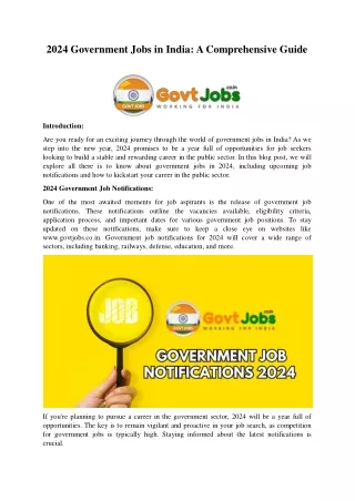 2024 Government Jobs in India A Comprehensive Guide