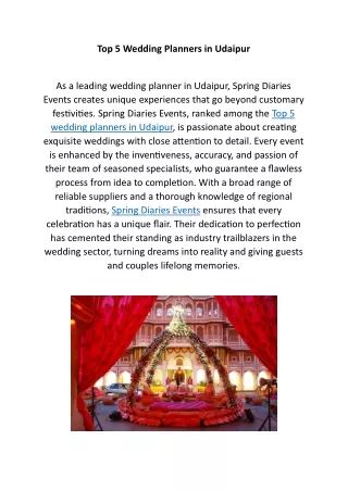 Top 5 Wedding Planners in Udaipur