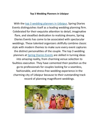 Top 3 Wedding Planners in Udaipur