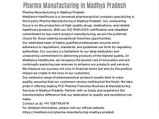 Pharma Manufacturing in Madhya Pradesh