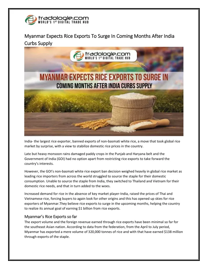 myanmar expects rice exports to surge in coming