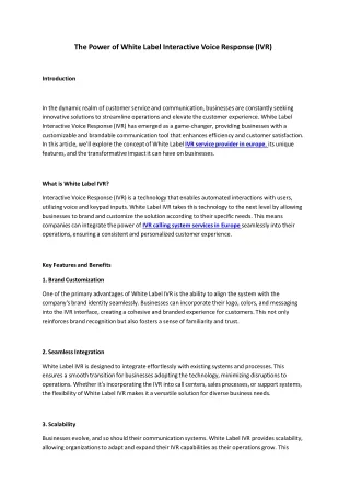 the power of white label interactive voice