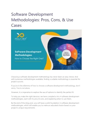 Software Development Methodologies: Pros, Cons, & Use Cases