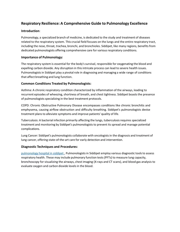 respiratory resilience a comprehensive guide