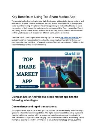 Key Benefits of Using Top Share Market App