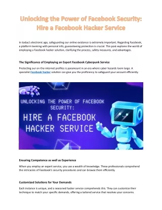 Unlocking the Power of Facebook Security Hire a Facebook Hacker Service