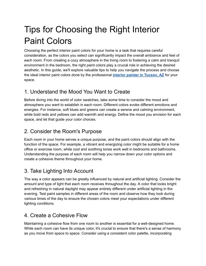 tips for choosing the right interior paint colors