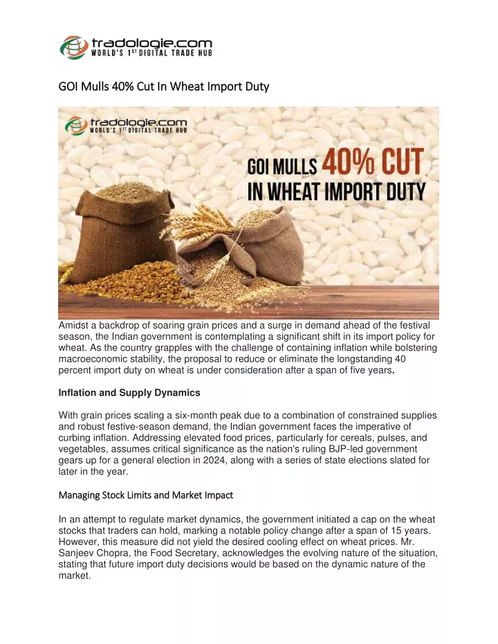 goi mulls 40 cut in wheat import d goi mulls