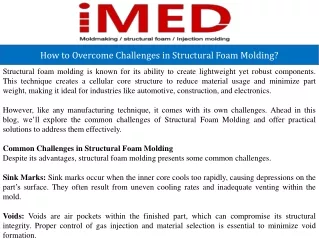 How to Overcome Challenges in Structural Foam Molding?