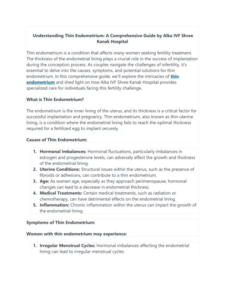 understanding thin endometrium a comprehensive