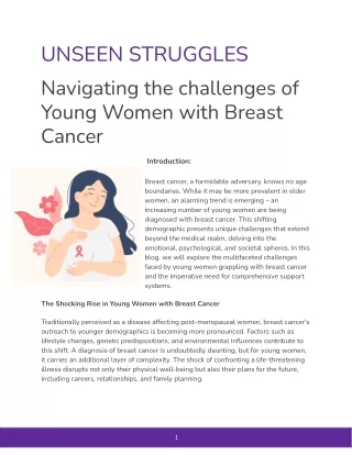 Navigating the challenges of Young Women with Breast Cancer