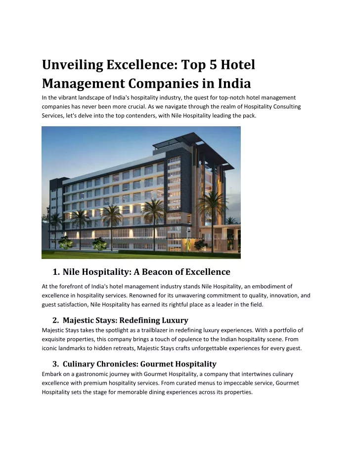 unveiling excellence top 5 hotel management