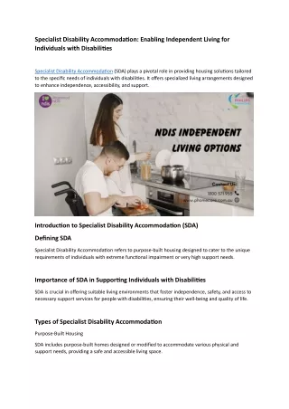 Specialist Disability Accommodation - NDIS Service & Home Care Support Provider