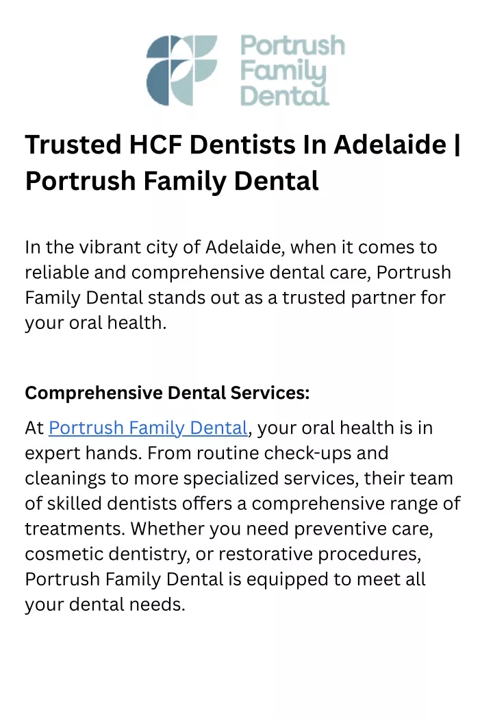 trusted hcf dentists in adelaide portrush family