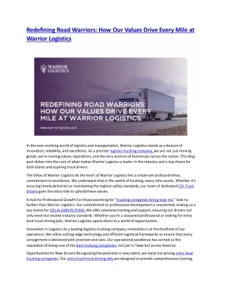 redefining road warriors how our values drive