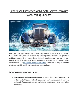 Experience Excellence with Crystal Valet's Premium Car Cleaning Services
