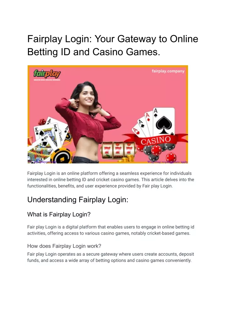 fairplay login your gateway to online betting