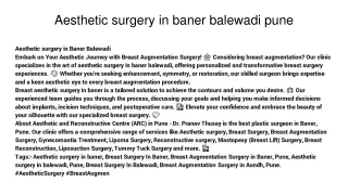_Aesthetic surgery in baner balewadi pune