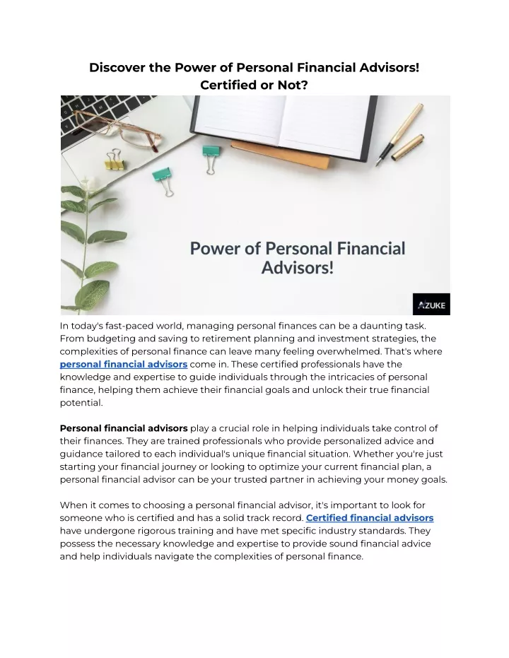 discover the power of personal financial advisors