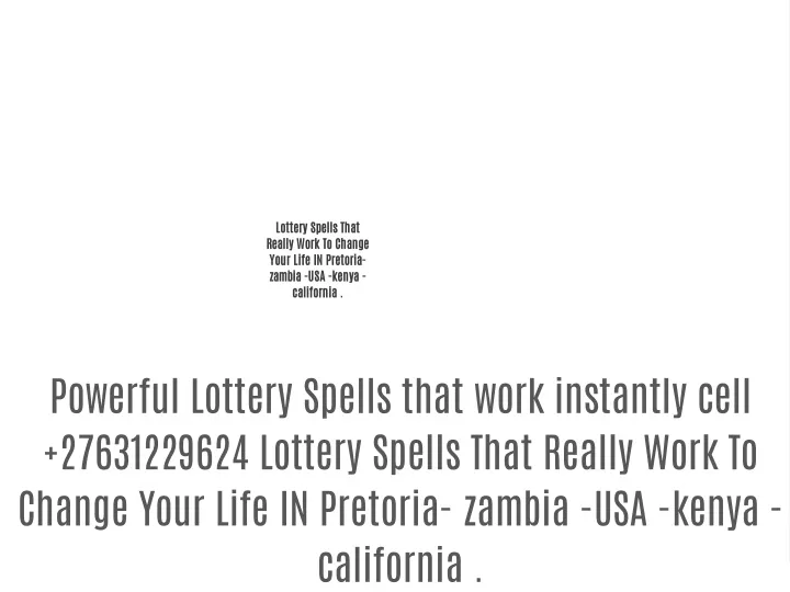 lottery spells that really work to change your