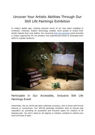 Still Life Paintings Exhibition for Art Enthusiasts