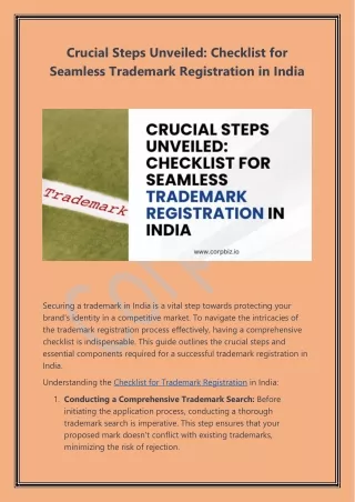 Crucial Steps Unveiled: Checklist for Seamless Trademark Registration in India